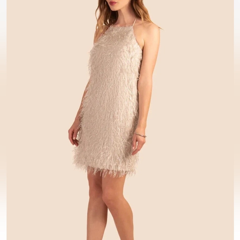 NWT Trina Turk Serah eyelash Feathered silk blend Mini Dress
